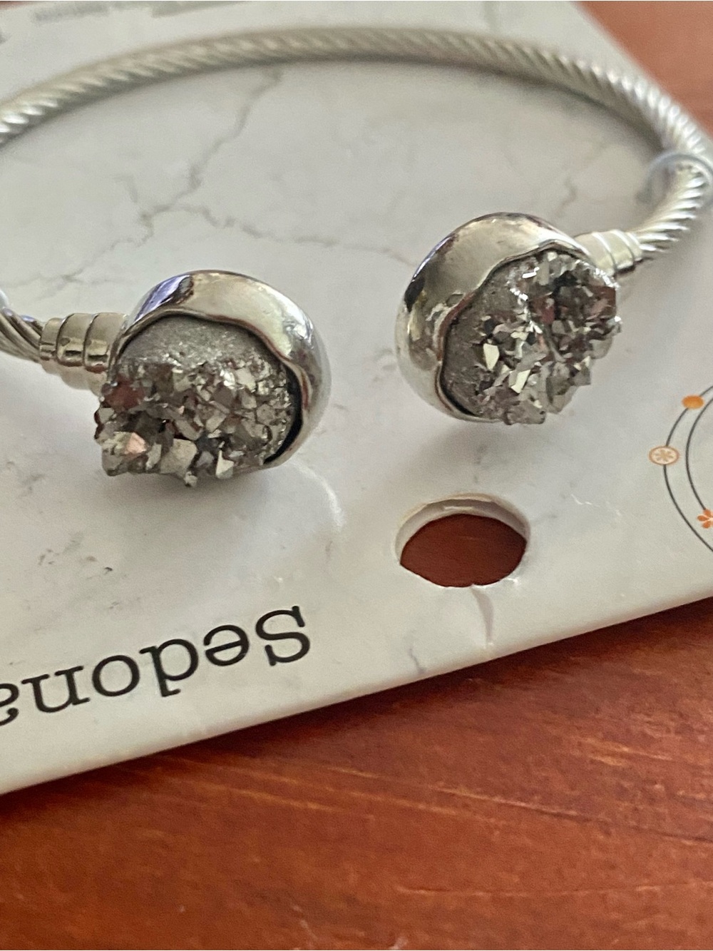 Cable Bangle w/  Pyrite Stones New
